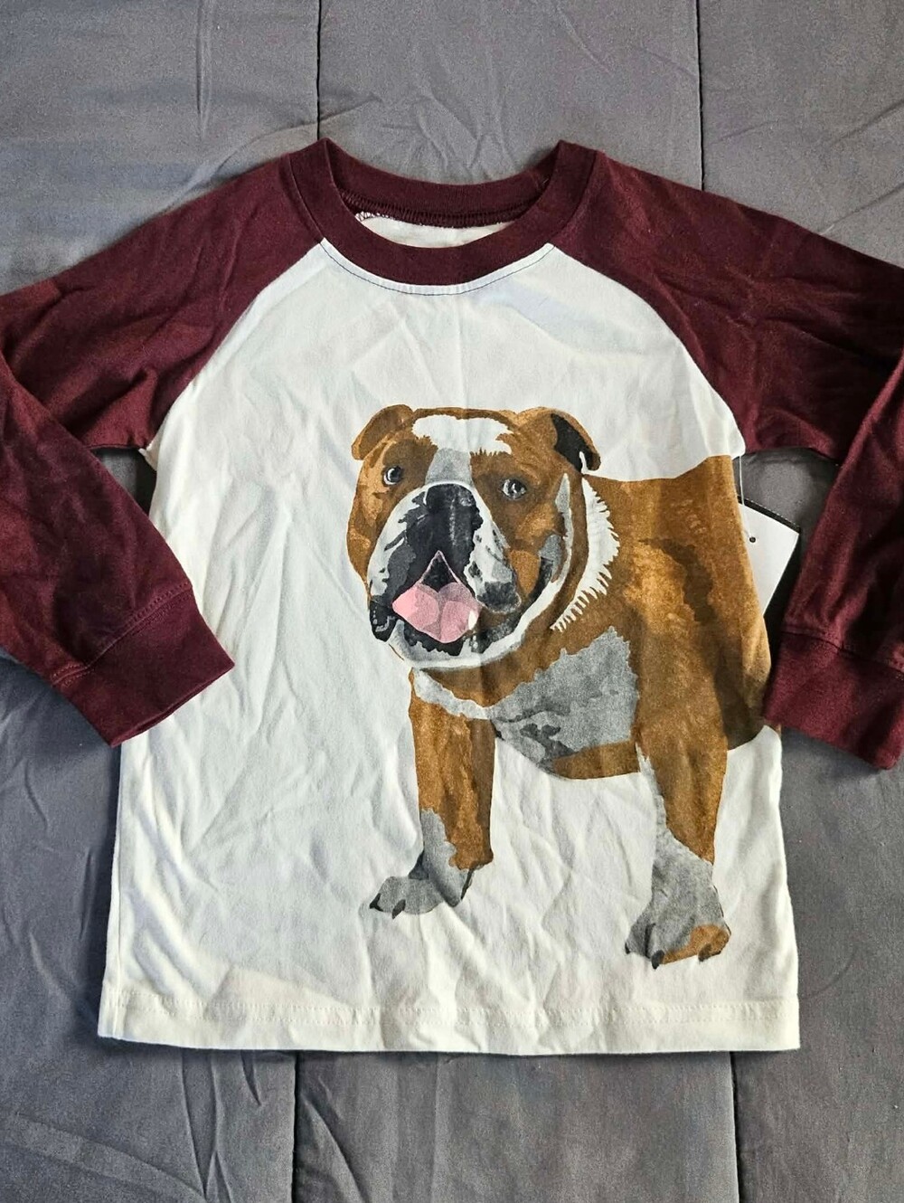 Carter's Maroon and White Bulldog Graphic Dog Shirt